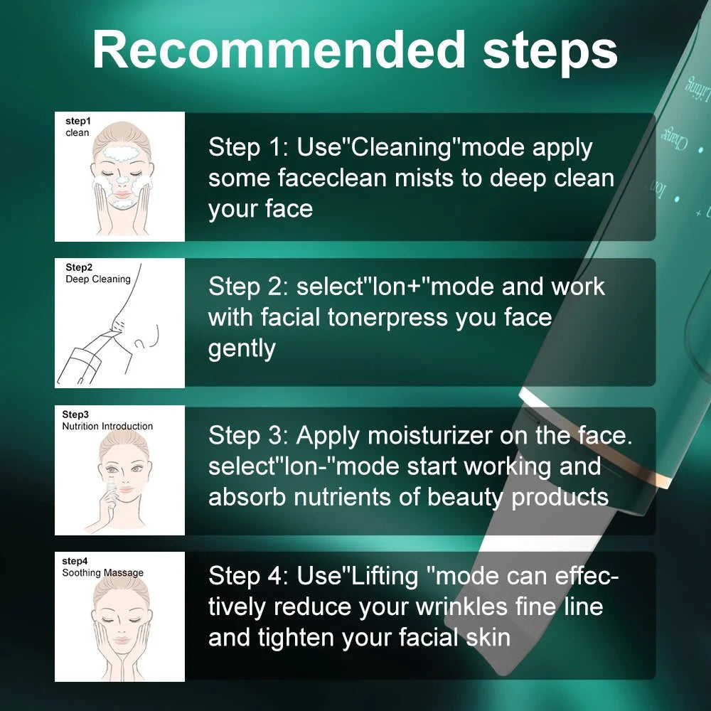 Skin Pore Cleaner Scrubber, Blackhead Acne Remover Pore Cleaner, Face Spatula with 4 Modes