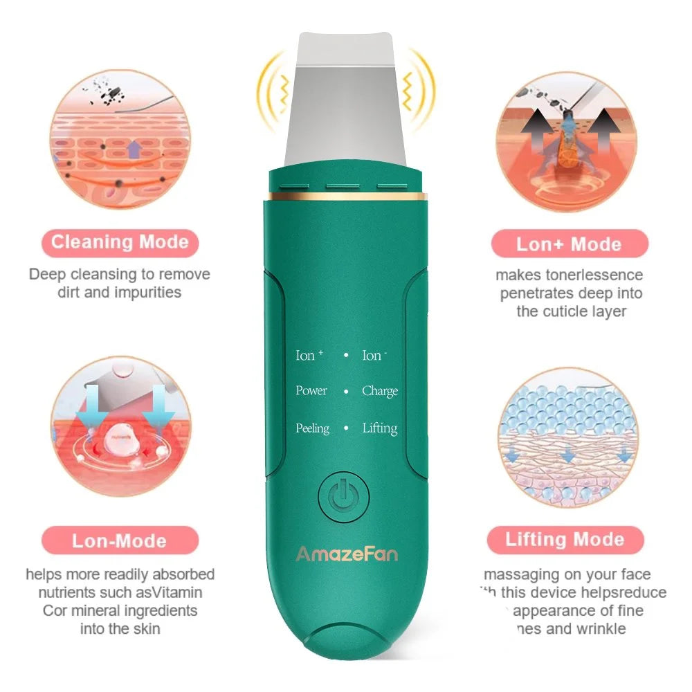 Skin Pore Cleaner Scrubber, Blackhead Acne Remover Pore Cleaner, Face Spatula with 4 Modes