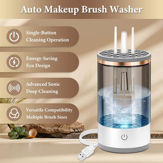 Electric Makeup Brush Cleaner - Efficient Electric Makeup Brush Cleaner Machine for Thorough Brush Cleaning, Ideal for Makeup Artists & Enthusiasts